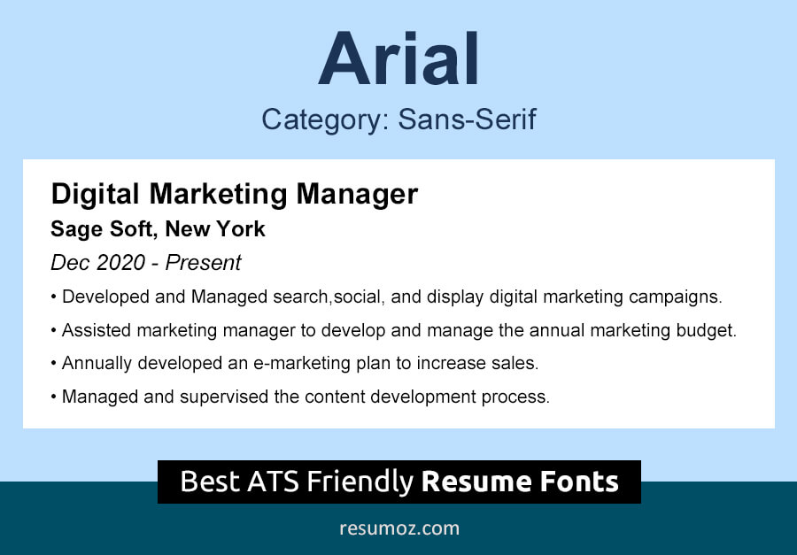 Arial Resume Font