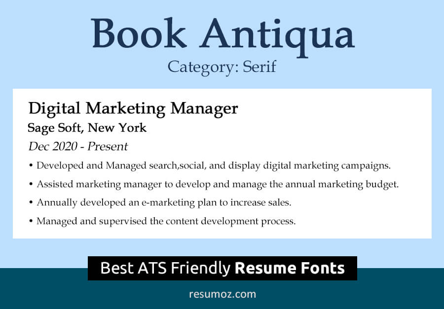 Book Antiqua Resume Font