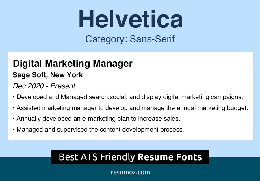 Helvetica Resume Font