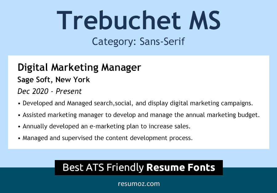Trebuchet MS Resume Font