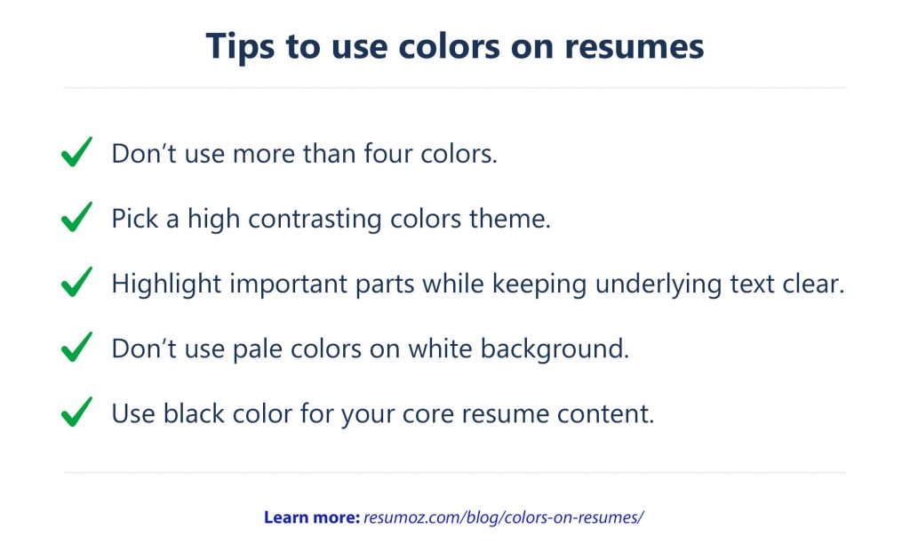 Tips to use resume colors effectively