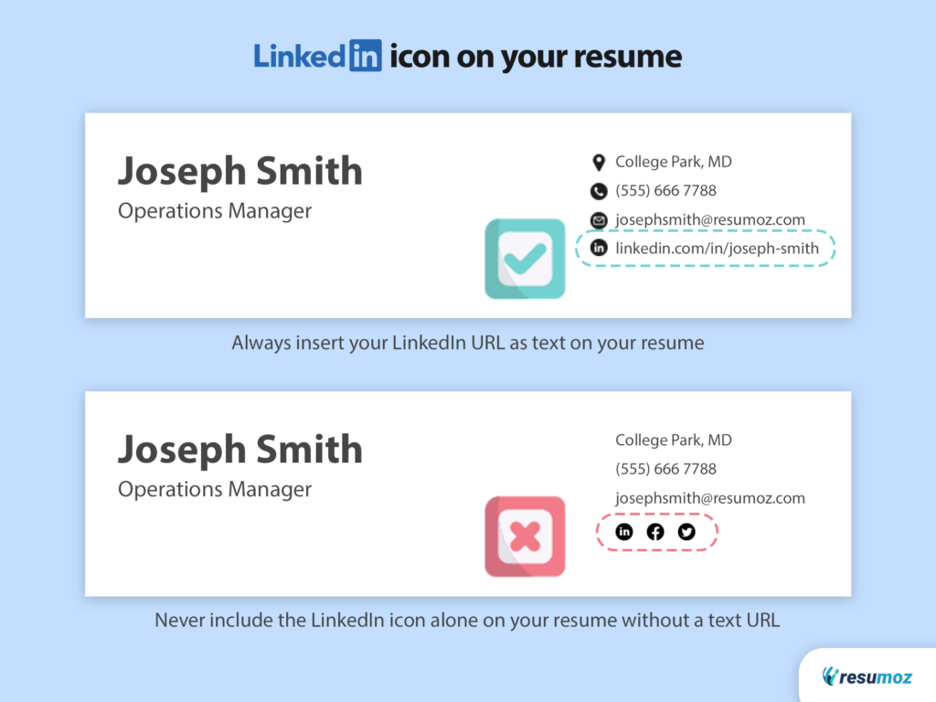 LinkedIn icon on resume