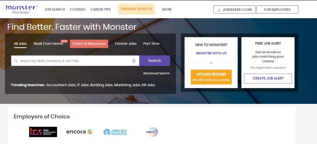 Monster Singapore job finder website